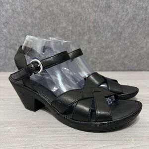 Born Womens Size 10 Black Leather Strappy Heel Sandals B20403